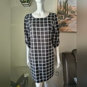The Limited Black and White Grid Shift Dress